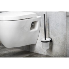 AQUALINE - SAMBA WC štětka závěsná, mléčné sklo, černá mat SB208