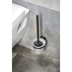 AQUALINE - SAMBA WC štětka závěsná, mléčné sklo, černá mat SB208