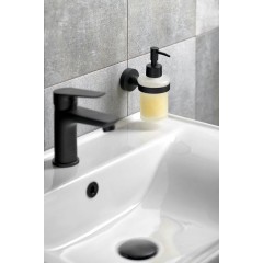 AQUALINE - SAMBA dávkovač mýdla 150ml, mléčné sklo, černá mat SB219