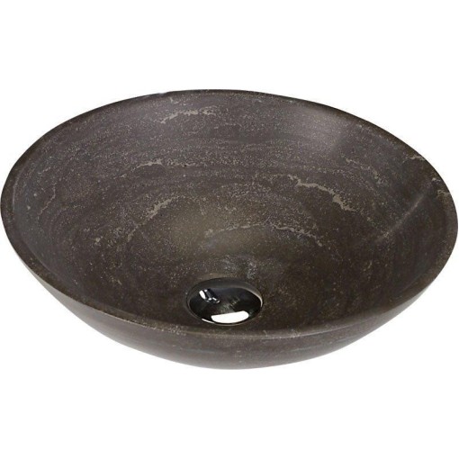 SAPHO - BLOK 1 kamenné umyvadlo na desku Ø 40cm, matný tmavý kámen 2401-02