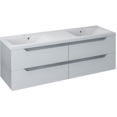 SAPHO - WAVE dvojumyvadlová skříňka 149,7x50x47,8cm, bílá/dub stříbrný WA150-3011