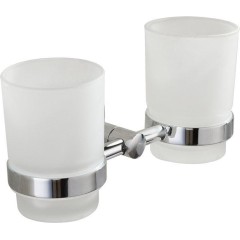 AQUALINE - SAMBA dvojitý držák skleniček, mléčné sklo, chrom SB105