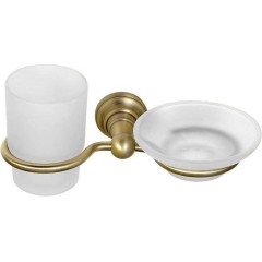 SAPHO - DIAMOND držák kartáčků s mýdlenkou, mléčné sklo, bronz 1318-04