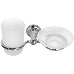 SAPHO - DIAMOND držák kartáčků s mýdlenkou, mléčné sklo, chrom 1317-04