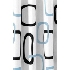 AQUALINE - Sprchový závěs 180x200cm, polyester, bílá/černá/modrá ZP004