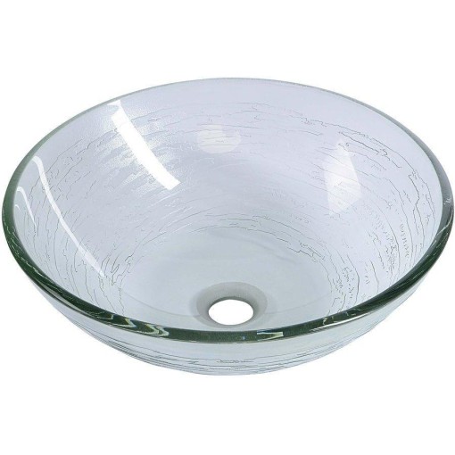 SAPHO - RIPPLE skleněné umyvadlo na desku Ø 42cm, čirá s motivem 2501-18