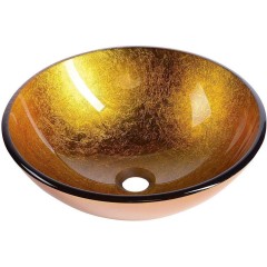 SAPHO - AGO skleněné umyvadlo na desku Ø 42cm, zlatě oranžová 2501-19