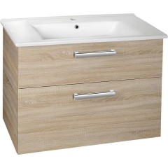 AQUALINE - VEGA umyvadlová skříňka 82x67,6x43,8cm, 2x zásuvka, dub platin VG883
