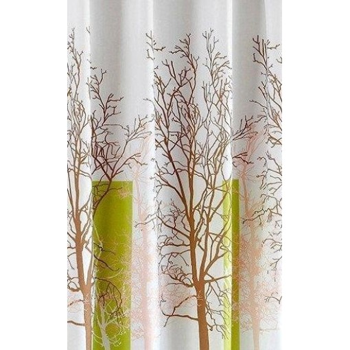 AQUALINE - Sprchový závěs 180x180cm, polyester, bílá/zelená, strom ZP009/180
