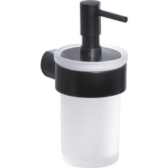 Gedy - PIRENEI dávkovač mýdla 110 ml, mléčné sklo, černá mat PI8114