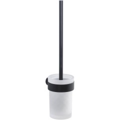 Gedy - PIRENEI WC štětka závěsná, mléčné sklo, černá mat PI330314