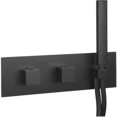 SAPHO - DIMY podomítková sprchová/vanová termostatická baterie s ruční sprchou, 2 výstupy, černá mat DM493BL