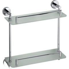 SAPHO - X-ROUND E skleněná polička dvojitá 400, chrom XR602