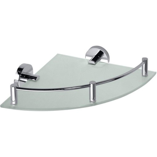 SAPHO - X-ROUND E skleněná polička rohová s hrazdou 255x60x255, chrom XR605
