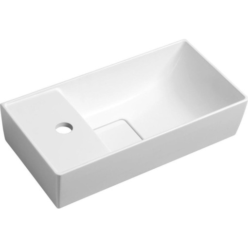 SAPHO - MAXX umývátko se záklopem 47x24cm, litý mramor, levé, bílá MX475