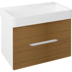SAPHO - MEDIENA umyvadlová skříňka 76x51x48,5cm, bílá mat/dub natural MD082