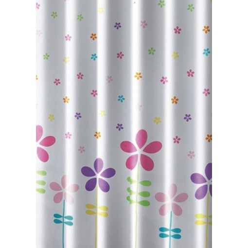 AQUALINE - Sprchový závěs 180x180cm, polyester, květovaný barevný ZV025