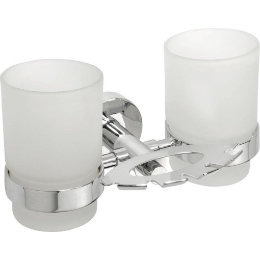 SAPHO - X-ROUND držák kartáčků včetně sklenic, mléčné sklo, chrom XR900