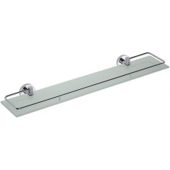 SAPHO - X-ROUND E polička skleněná s výklopnou hrazdou 600x130, mléčné sklo, chrom XR600