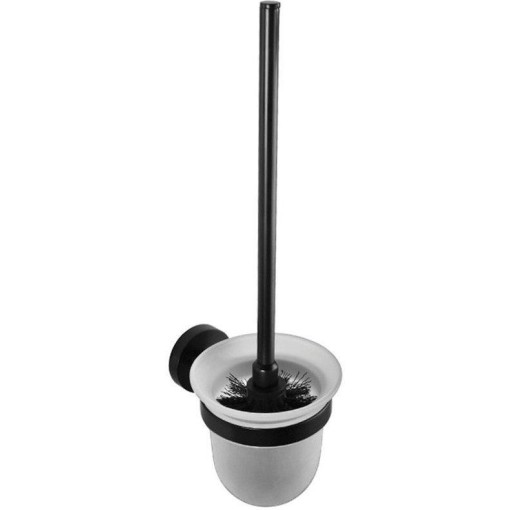 SAPHO - X-ROUND BLACK WC štětka závěsná, mléčné sklo, černá mat XR303B