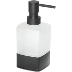 Gedy - LOUNGE dávkovač mýdla na postavení, 280 ml, mléčné sklo, černá mat 545514