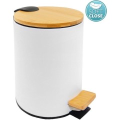 AQUALINE - BAMBUS odpadkový koš kulatý 3l, Soft Close, bílá mat BI006