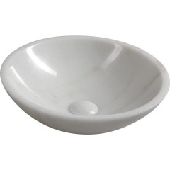 SAPHO - BLOK kamenné umyvadlo na desku Ø 40cm, leštěný bílý mramor 2401-34