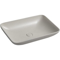 SAPHO - INFRANE betonové umyvadlo na desku, včetně výpusti, 57x37cm, bílý pískovec AR460