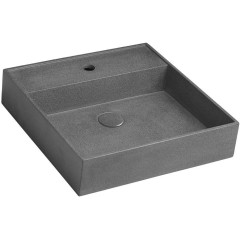 SAPHO - QUADRADO betonové umyvadlo včetně výpusti, 46x46cm, černý granit AR468