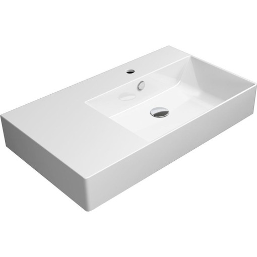 GSI - KUBE X keramické umyvadlo 80x47cm, s odkládací plochou vlevo, bílá ExtraGlaze 9457111