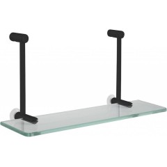 SAPHO - Závěsná skleněná polička na sprchovou zástěnu 400x180x125, černá mat 1301-15B