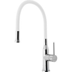 SAPHO - SILI stojánková dřezová baterie, flexibilní ramínko, bílá/chrom SR481