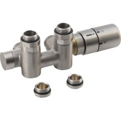SAPHO - TWIN COMBI připojovací sada ventilů termostatická pro středové připojení, pravá, nerez mat CP5510S