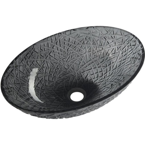 SAPHO - PURUS skleněné gravírované umyvadlo na desku, 50x36cm, černá TY305SG