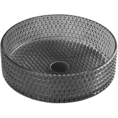 SAPHO - MARAGUA skleněné gravírované umyvadlo na desku Ø 39,5cm, černá TY214