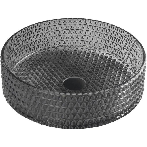 SAPHO - MARAGUA skleněné gravírované umyvadlo na desku Ø 39,5cm, černá TY214