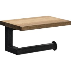 SAPHO - SKA držák toaletního papíru s poličkou, černá mat/dub SKA421