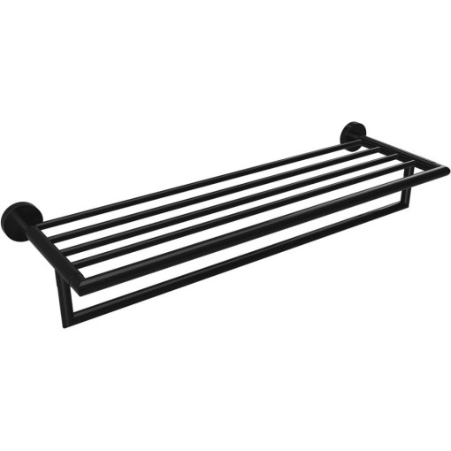 SAPHO - X-ROUND BLACK polička na ručníky s hrazdou 500, černá mat XR421B