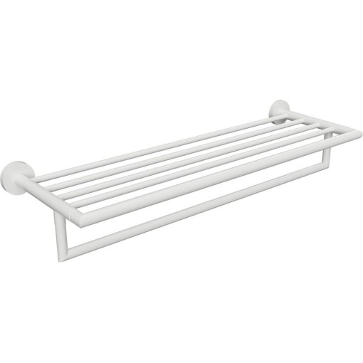SAPHO - X-ROUND WHITE polička na ručníky s hrazdou 500, bílá mat XR421W