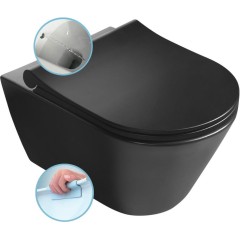 SAPHO - AVVA CLEANWASH závěsná WC mísa, s bidetovou sprškou, Rimless, 35,5x53cm, černá mat 100312-110