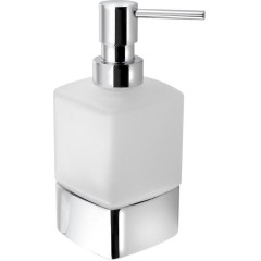 Gedy - LOUNGE dávkovač mýdla na postavení, 280 ml, mléčné sklo, chrom 545513