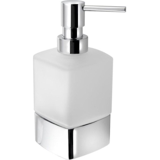 Gedy - LOUNGE dávkovač mýdla na postavení, 280 ml, mléčné sklo, chrom 545513