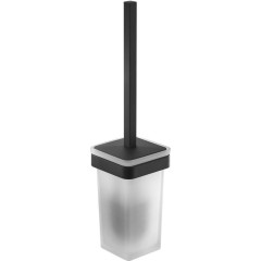 Gedy - SAMOA WC štětka závěsná, mléčné sklo, černá mat A83314