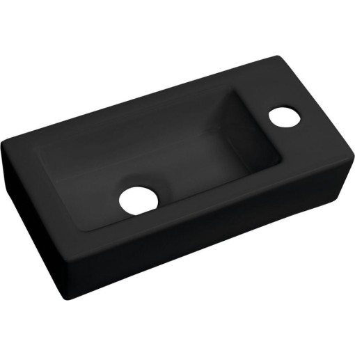 SAPHO - ZOE keramické umývátko 37x18cm, otvor pro baterii vpravo, černá mat AR495B