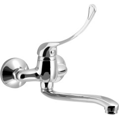 AQUALINE 35 nástěnná baterie, rozteč 100, lékařská páka, ramínko ploché zvýšené, 220, chrom 52044