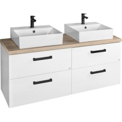 AQUALINE - VEGA sestava koupelnového nábytku, š. 145 cm, bílá/dub platin VG073-04