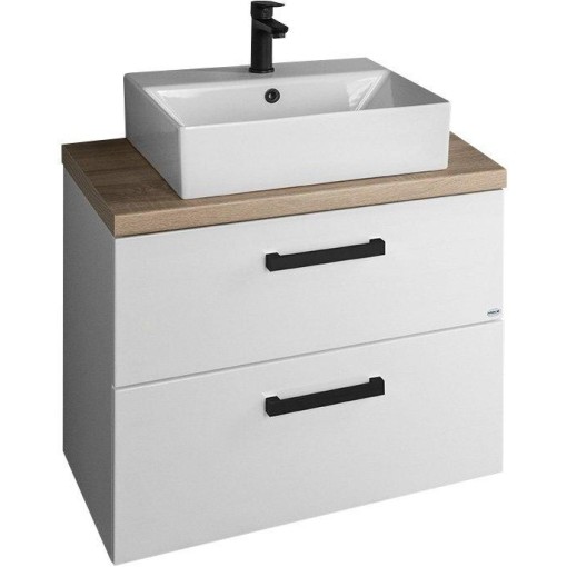 AQUALINE - VEGA sestava koupelnového nábytku, š. 82,5 cm, bílá/dub platin VG083-01