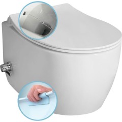 ISVEA - SENTIMENTI CLEANWASH závěsná WC mísa, integrovaný ventil a bidet. sprška, Rimless, 36x51cm, bílá 10ARS1010