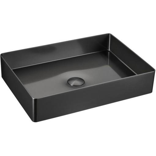 SAPHO - AURUM nerezové umyvadlo na desku, 50x35cm, včetně výpusti, gun metal AU103