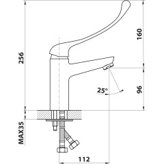 Bruckner - SCHMITZ stojánková umyvadlová baterie, lékařská páka, chrom 863.004.1